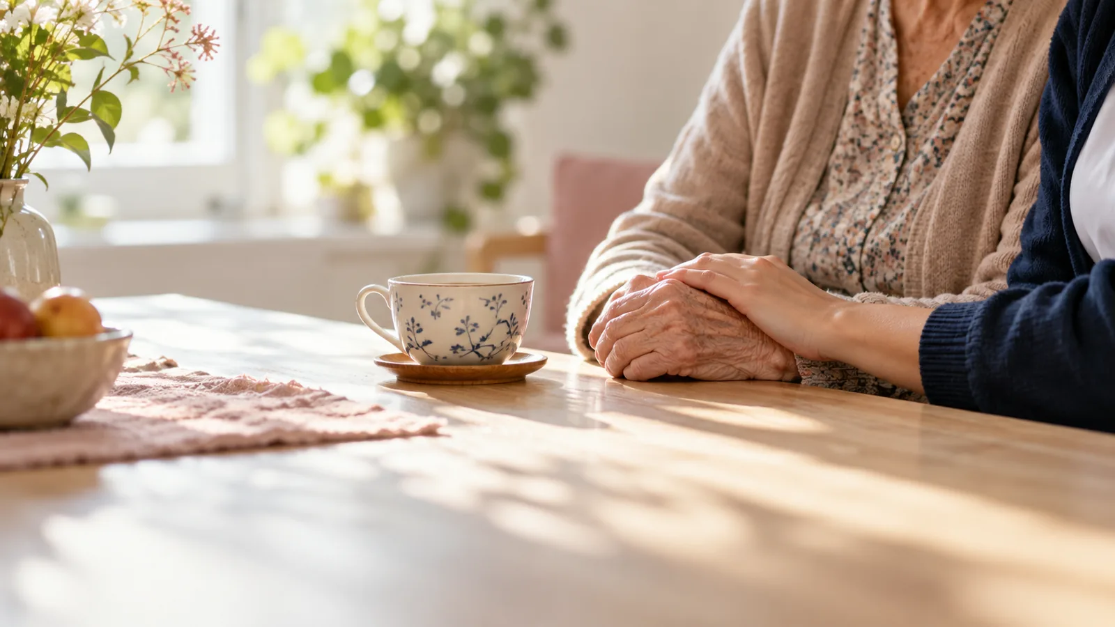 Hände im Austausch zur individuellen Pflegeplanung